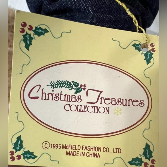 Rare Farmer Teddy Bear With Stand Christmas Treasures Collection 1995 Plush 14” - Picture 8 of 11